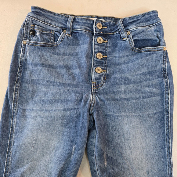 KanCan Jeans Women's 29 Cut Off Distress Button Fly Skinny High Rise Medium Wash - Picture 2 of 15